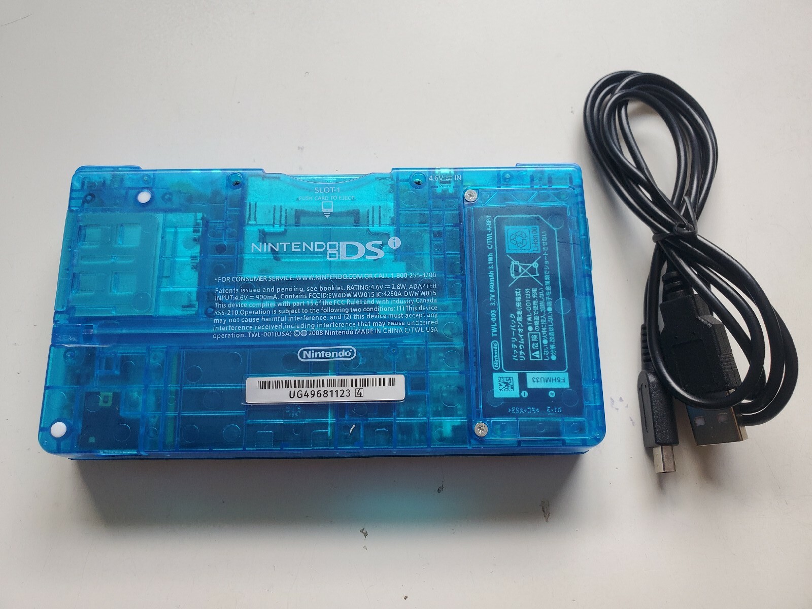 Nintendo DSi clear blue Handheld System+ charger