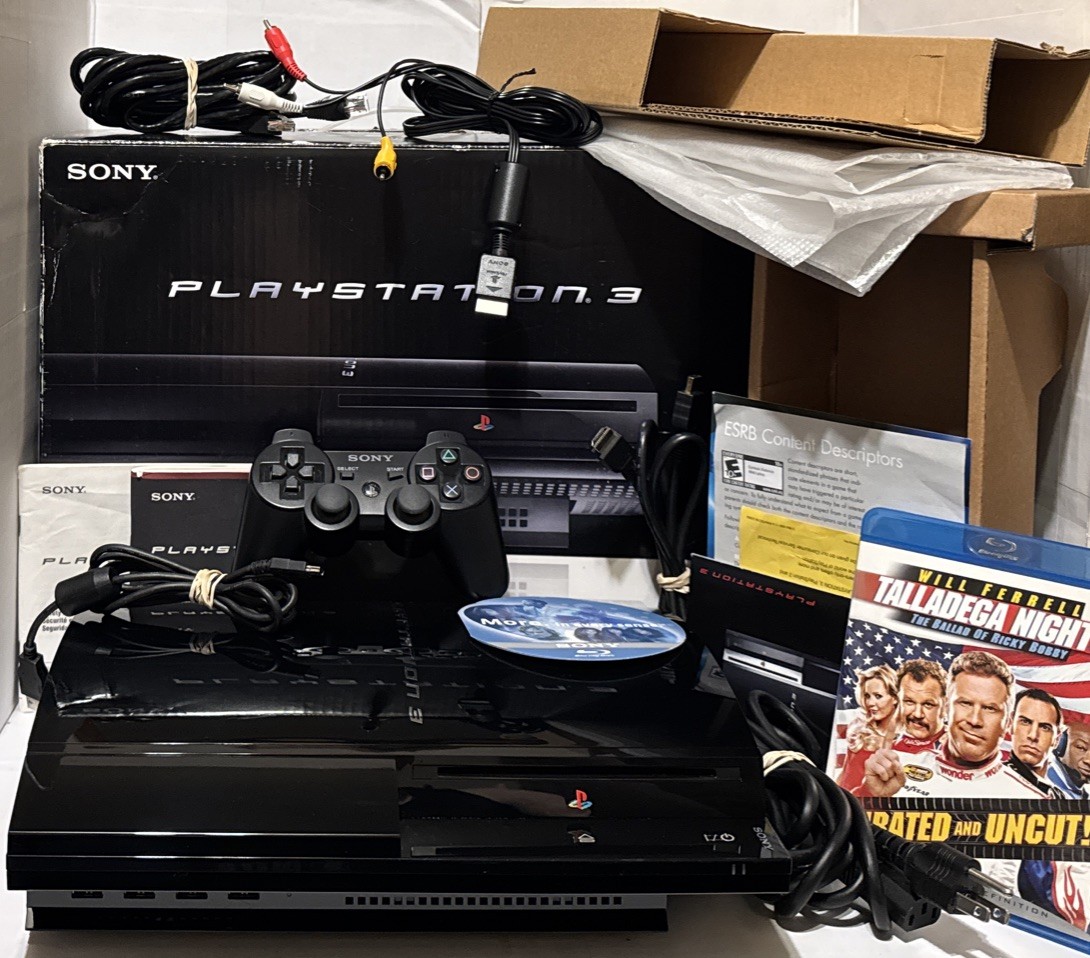 Sony PlayStation 3 CECHB01 20GB Complete w Box PS1 PS2 PS3 Tested 👀 Very Clean