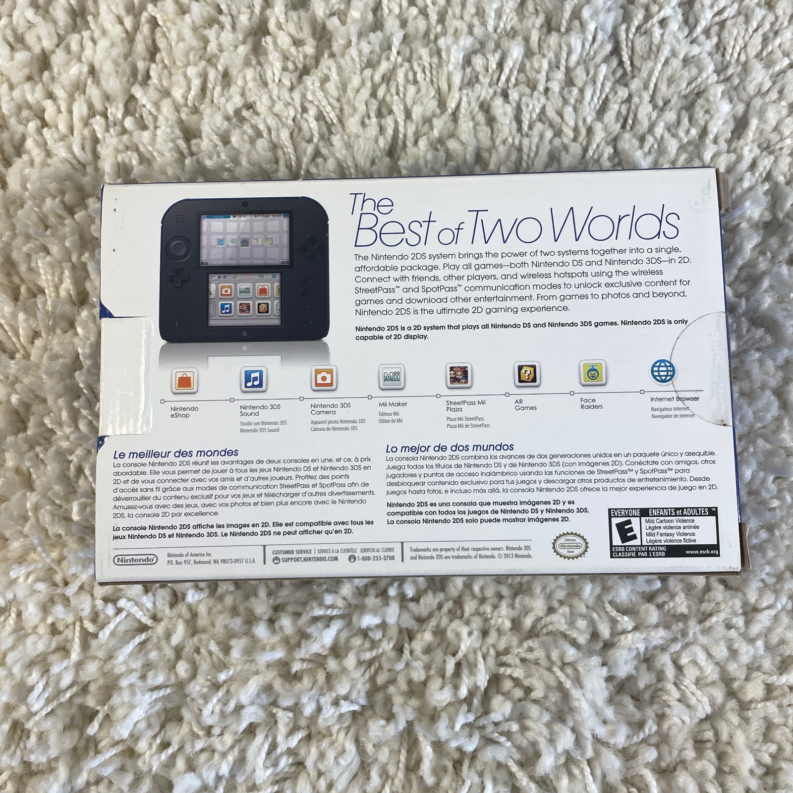 Nintendo 2DS Blue Black Handheld Mario Kart 7 Bundle FTR-001 Complete CIB