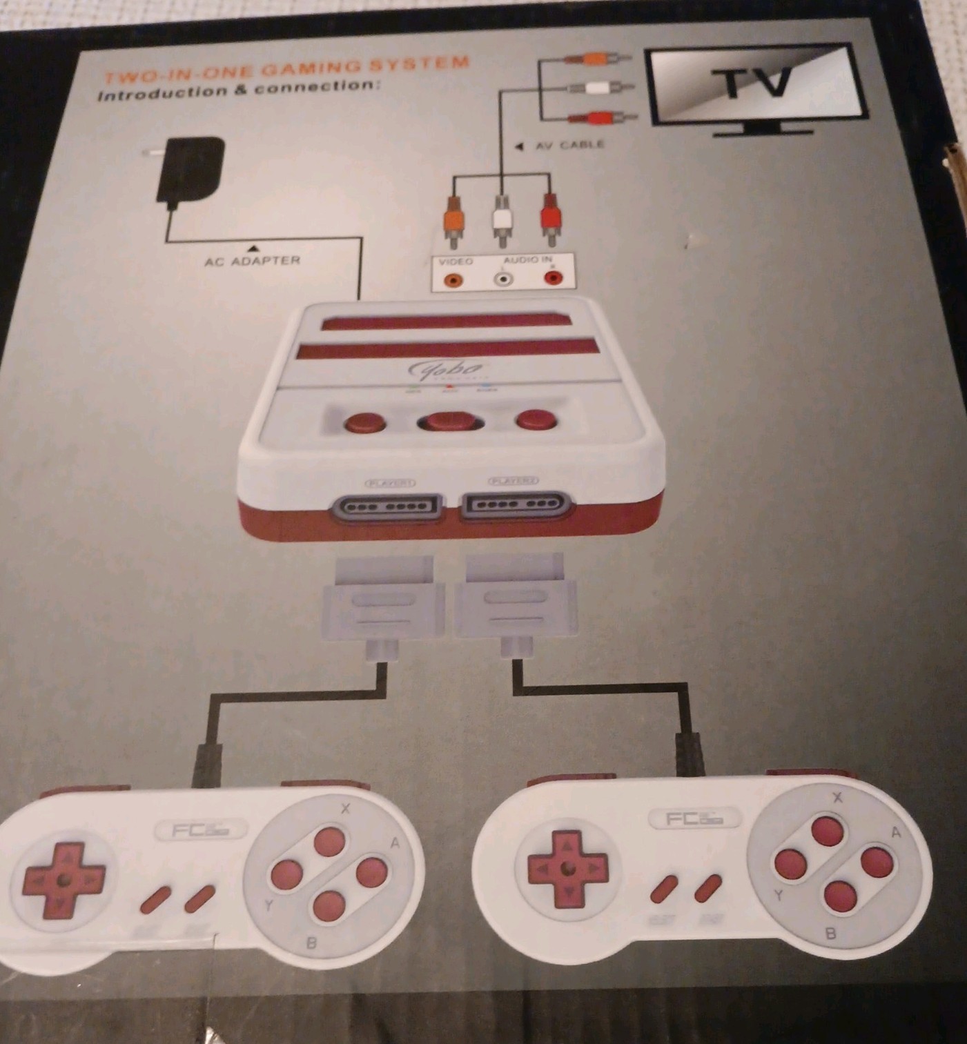 YOBO FC2 SLIM 2 in 1 Gaming System. Plays Nintendo NES and SNES cartridges