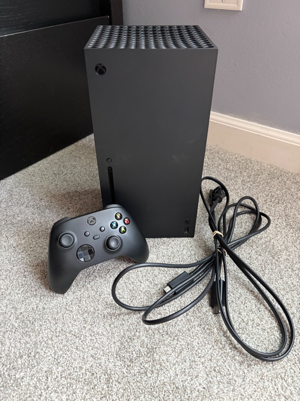 MICROSOFT XBOX SERIES X 1TB BLACK CONSOLE GOOD CONDITION HDMI CABLE POWER CABLE