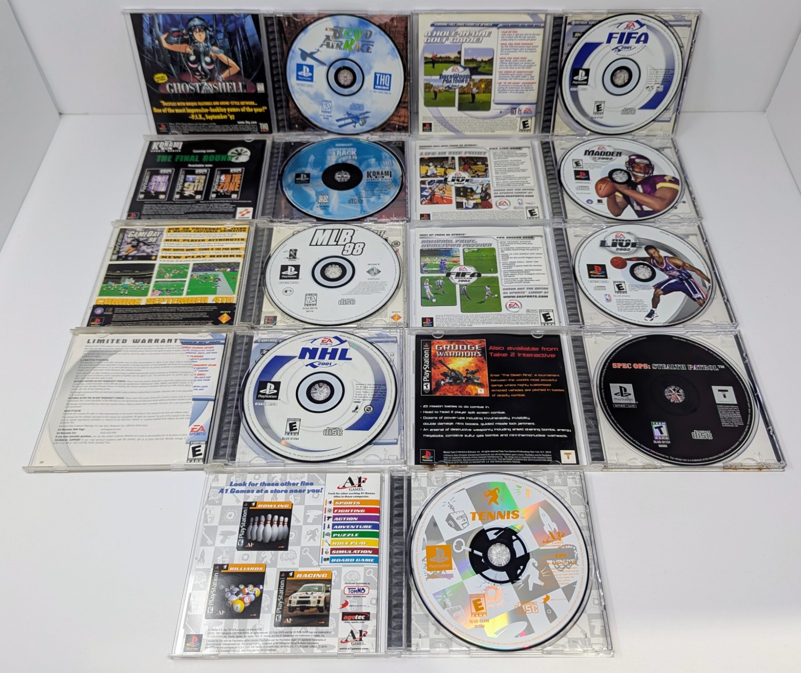 Sony PlayStation 1 PS1 Console Bundle w 11 Games – Bravo Air Race & More Tested!