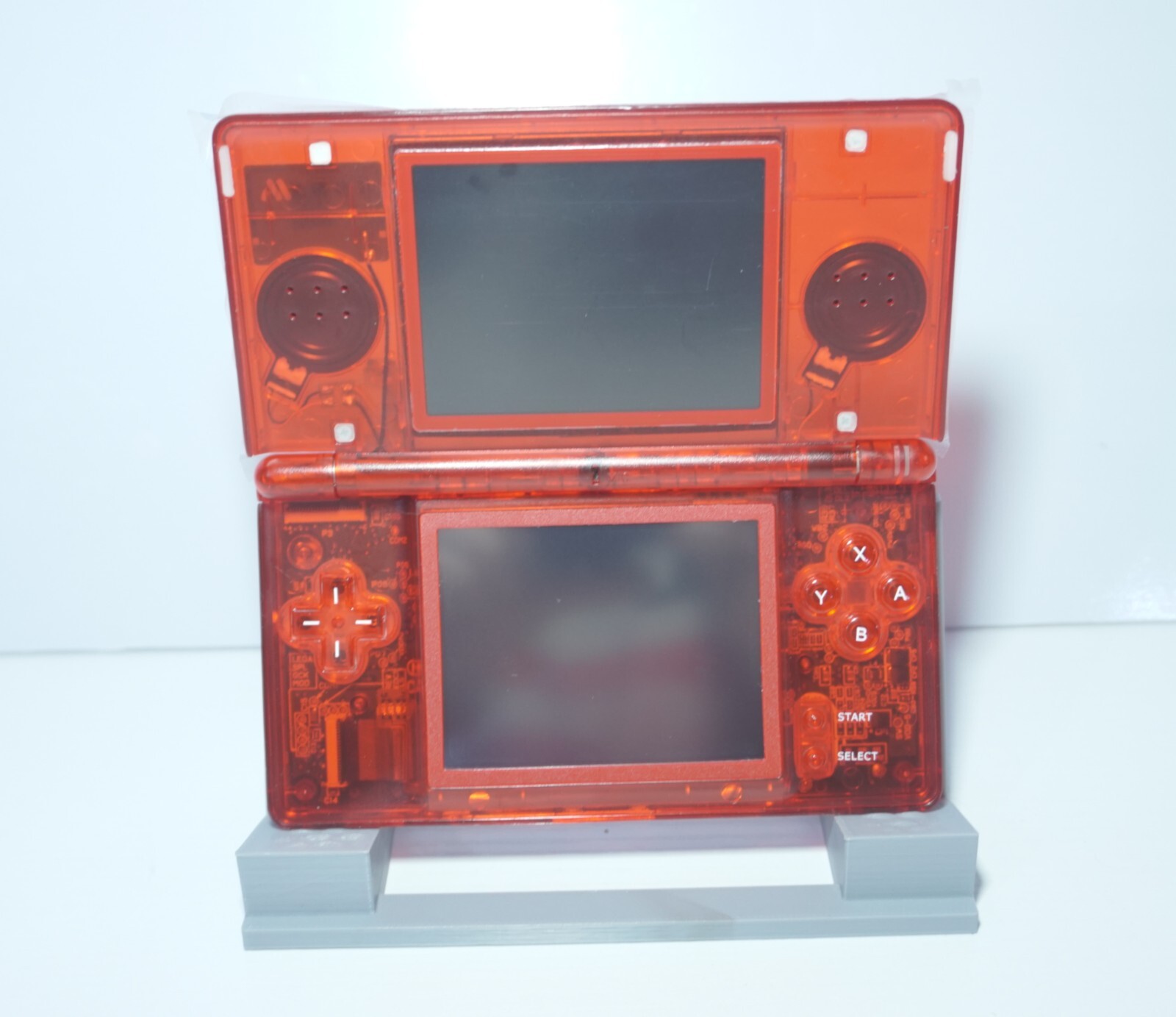 Nintendo DS Lite Transparent Clear Blood Red Handheld System with Charger