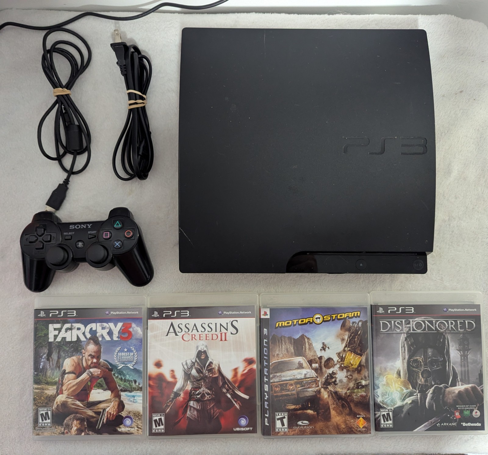 Sony PlayStation 3 PS3 CECH-3001B Slim Console 320GB w/ OEM Controller Bundle