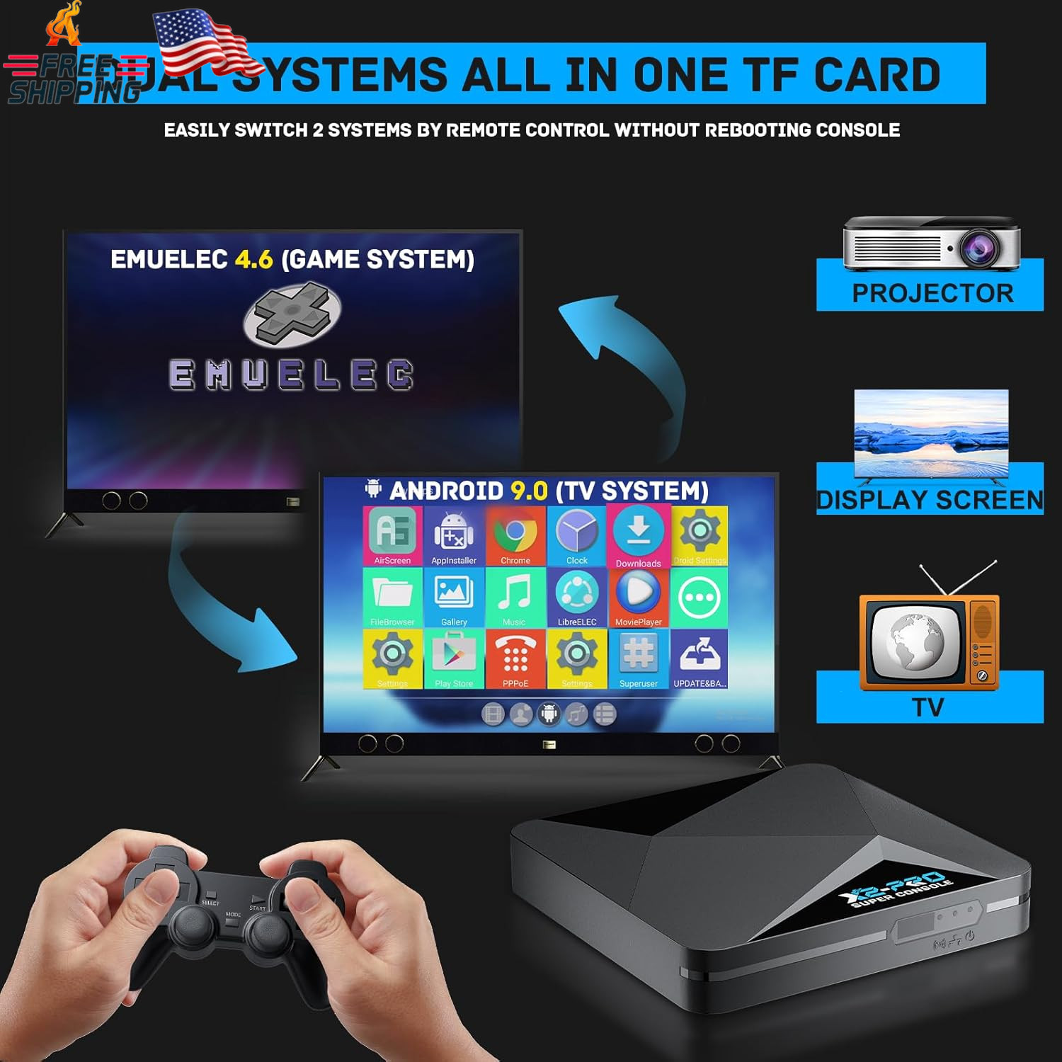 Kinhank Retro Game Console with 65,000+ Classic Games,Super Console X2 PRO Video