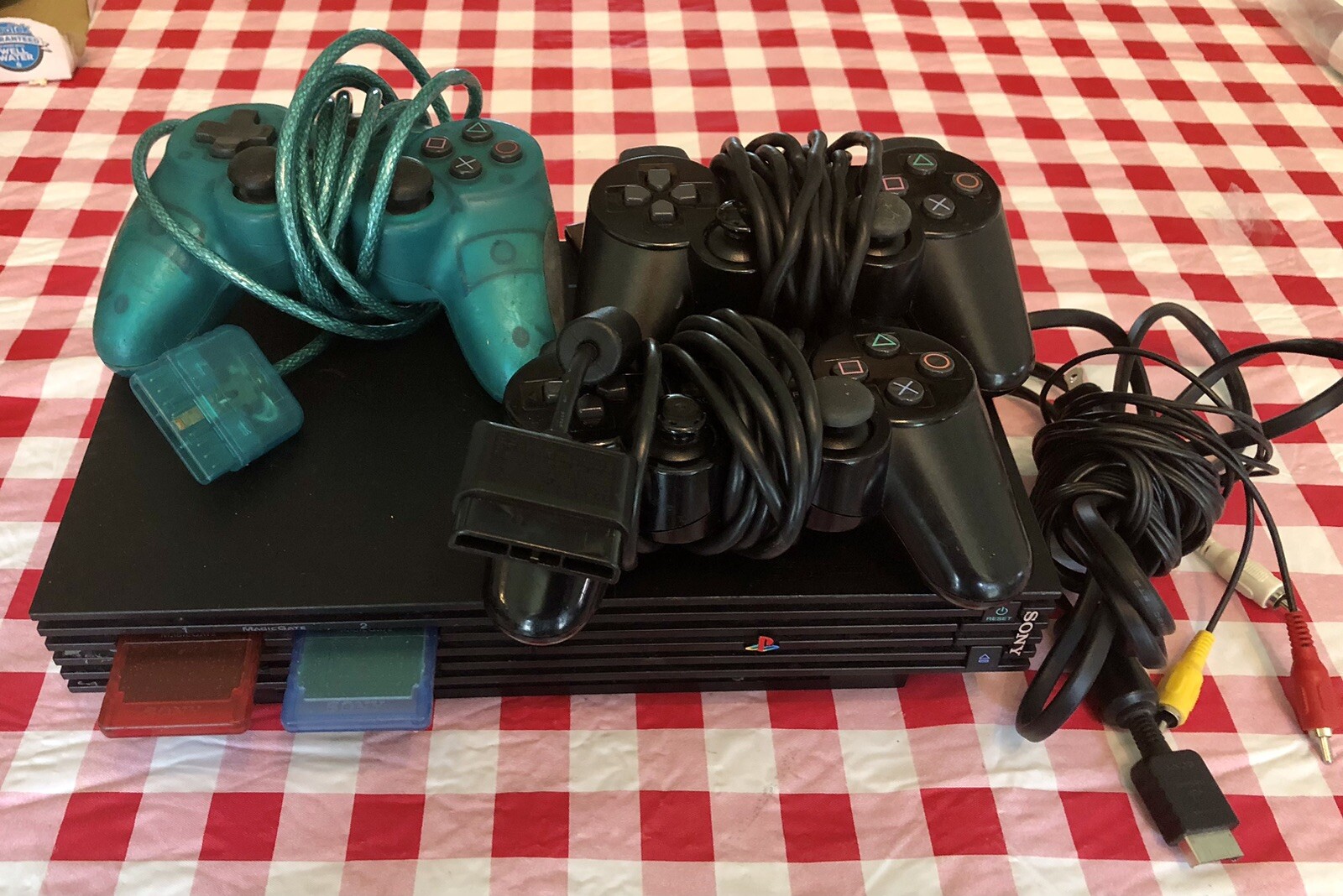 SONY Playstation 2 PS2 Console Video Game System + 3 Controllers 2 Memory Cards