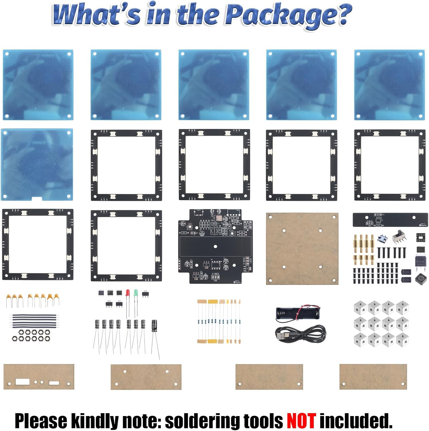 LED Light Soldering Kit with Acrylic Case, Touch Control Multi-Color Light Tunne