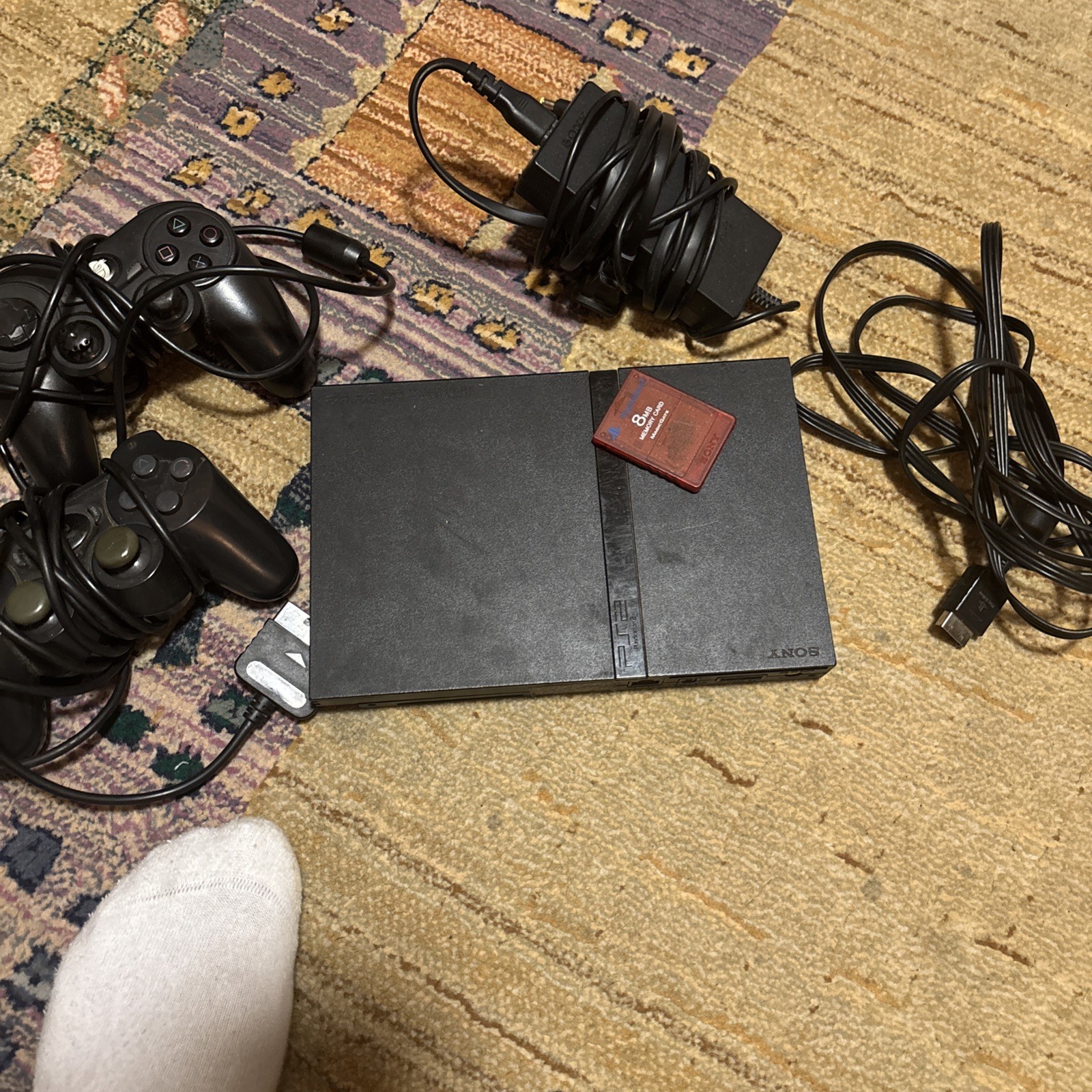 PlayStation 2 slim bundle with 2 controllers and memory card 8mb