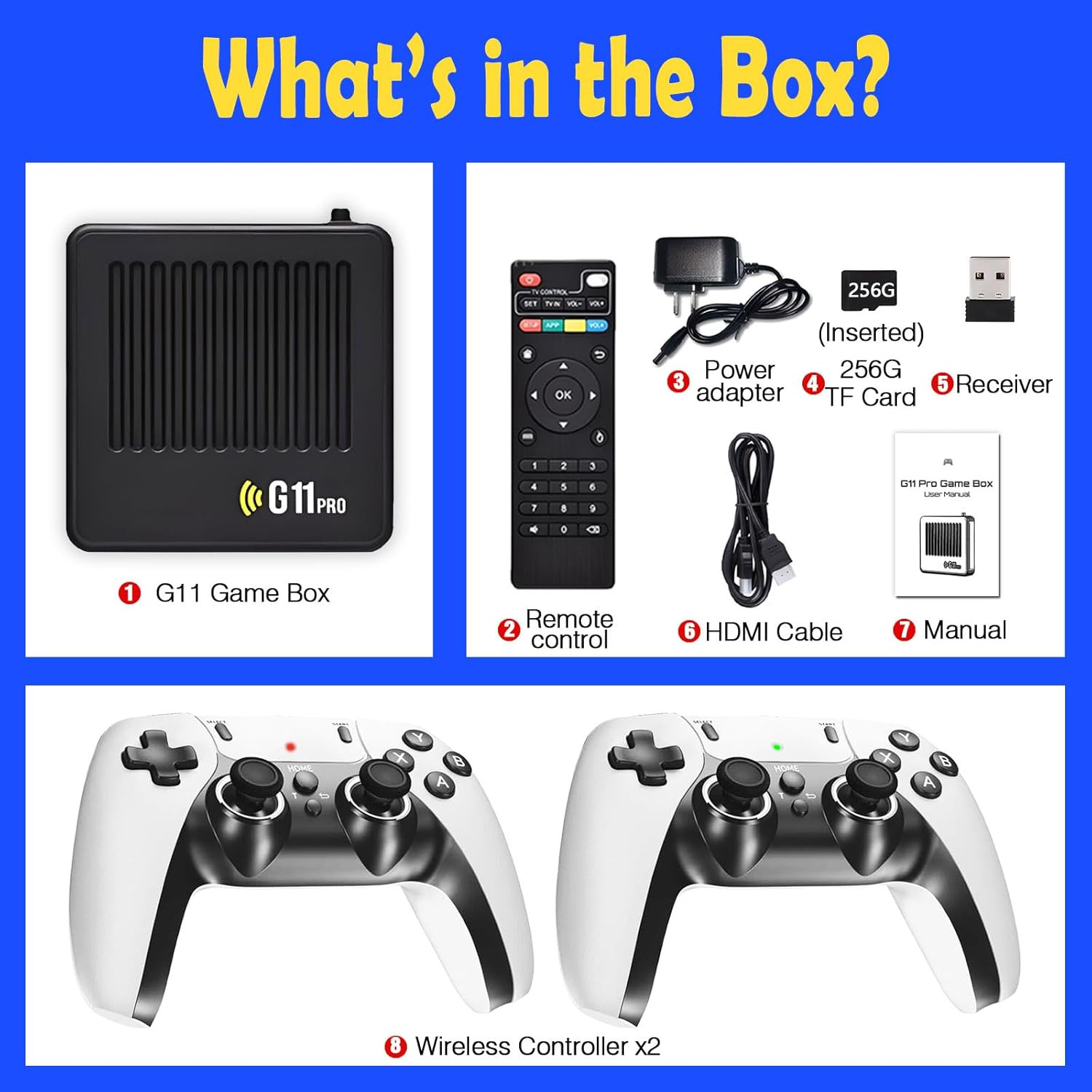 All8Bit G11 Pro Game Box, Classic Video Games with HDMI, Built-In 60 Emulators,