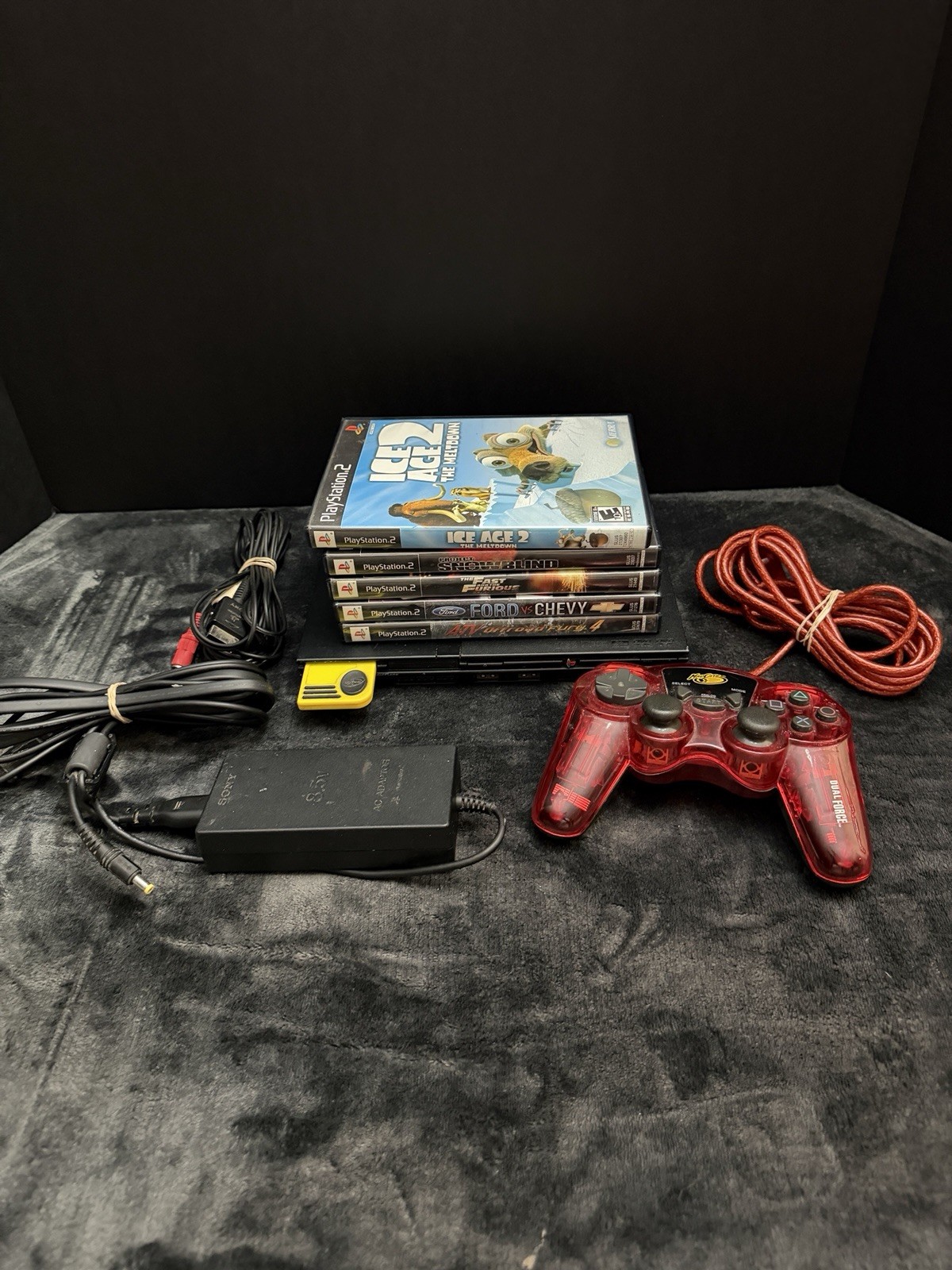 Sony PlayStation 2 Slim PS2 (SCPH-77001) Console Bundle W Games, Controller, Mem