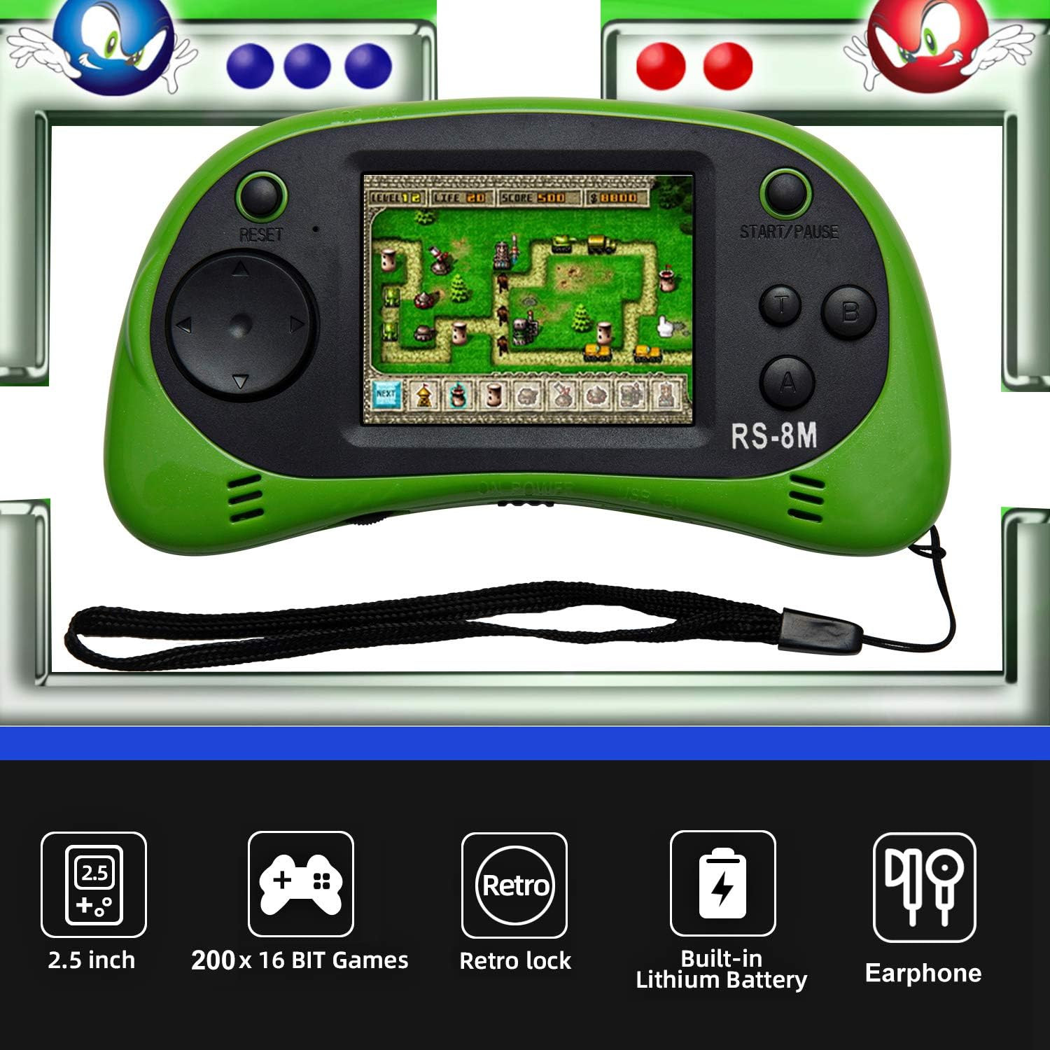 Kids Handheld Portable Video Game Player with 200 Games – 16 Bit 2.5 Inch Screen