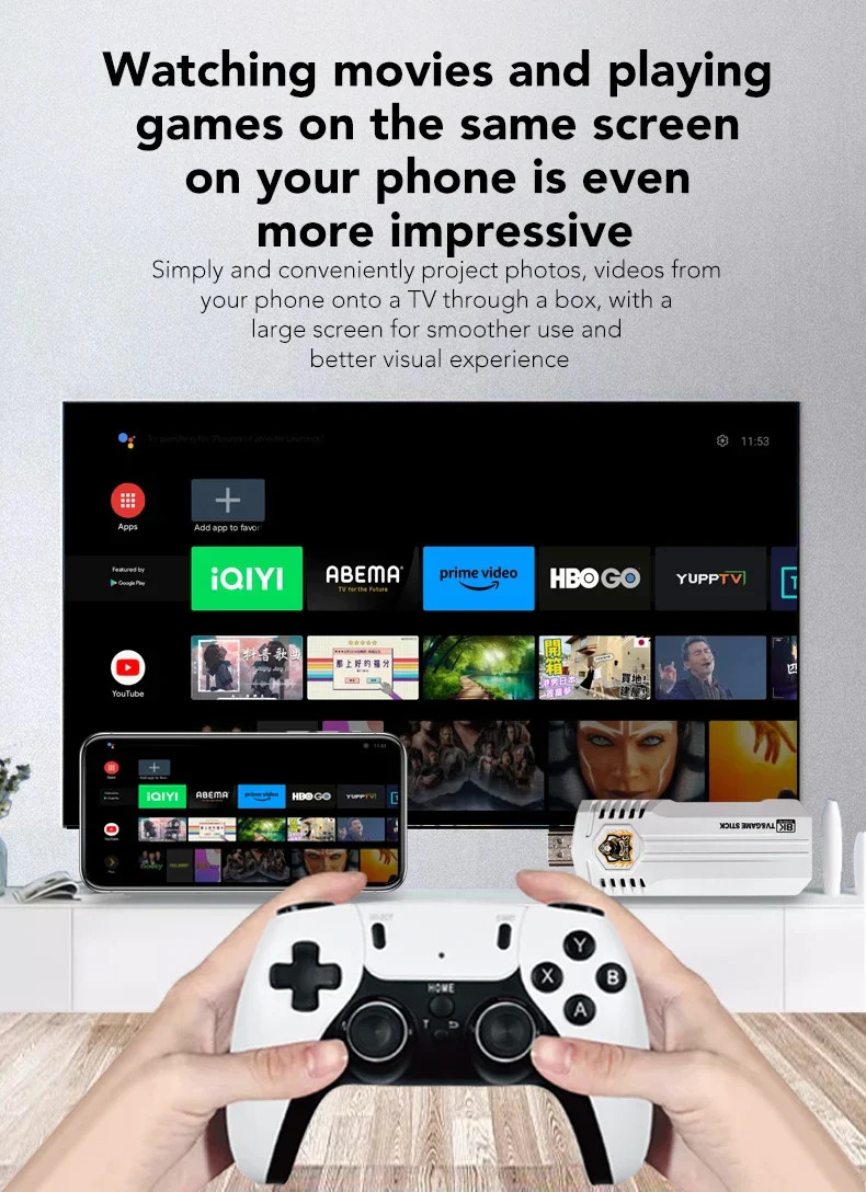 Retro Game Console Stick H313 Quad Core TV Box 40000+ Games