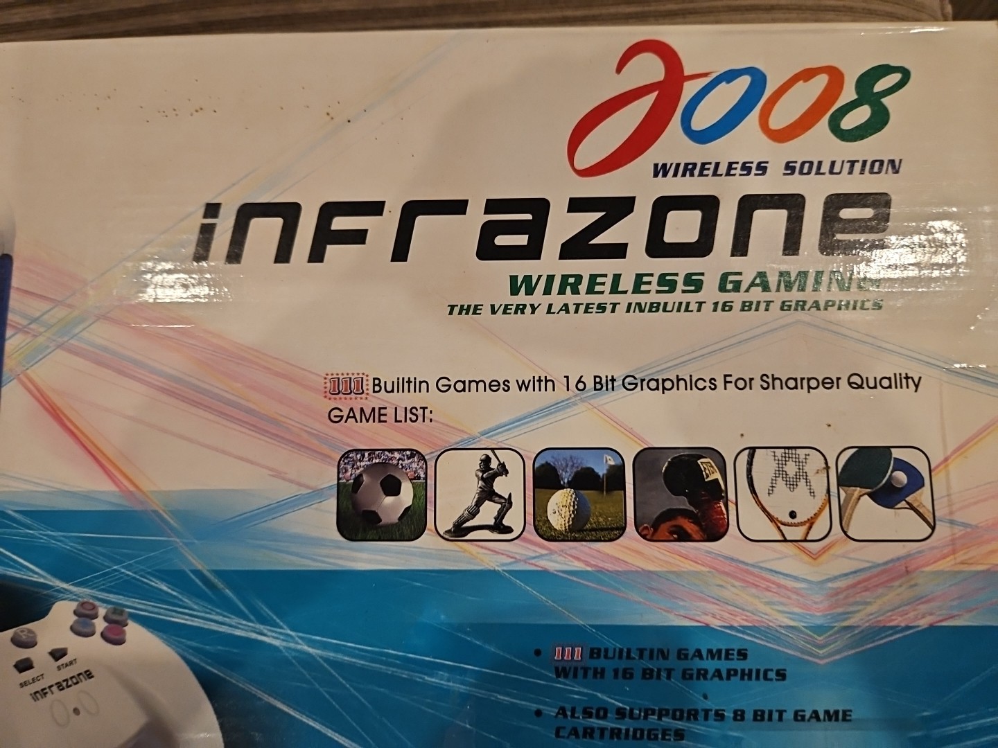 InfraZone 2008 Wireless Solution Home Console Wireless Gaming White Blue 16 Bit