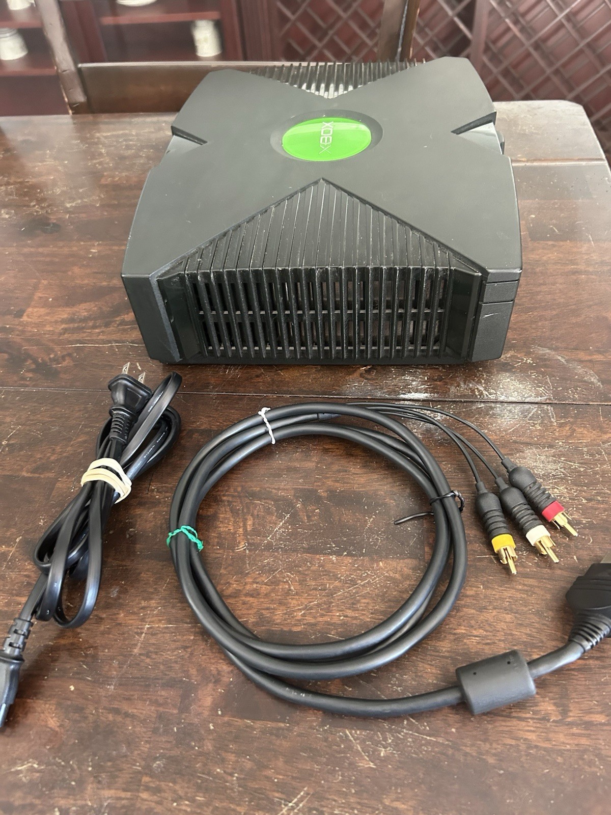 *FOR PARTS* Xbox Original Black Console Component RCA with Power and AV Cables