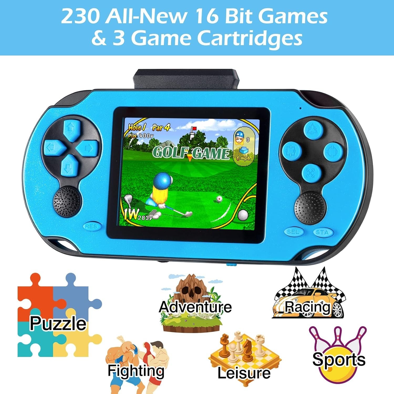 3.0» HD Handheld Game Console – 230 Built-In 16 Bit Retro Games for All Ages