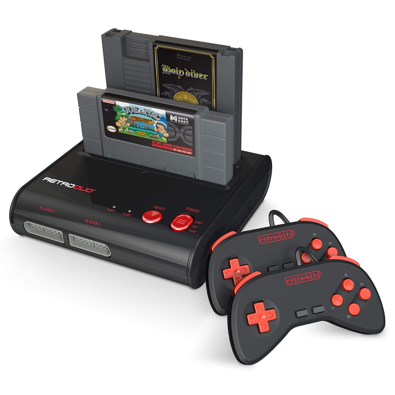 Retro Duo Console SNES & NES Dual 2in1 System -Red/Black -2 Controllers «New»