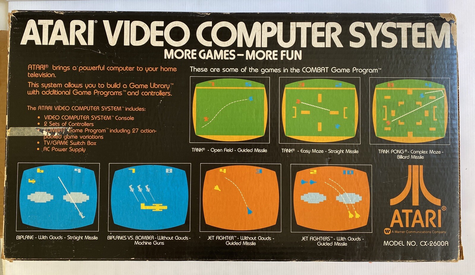 VINTAGE Atari CX2600A Video Game Console, Controllers, 6 Games, Original Box