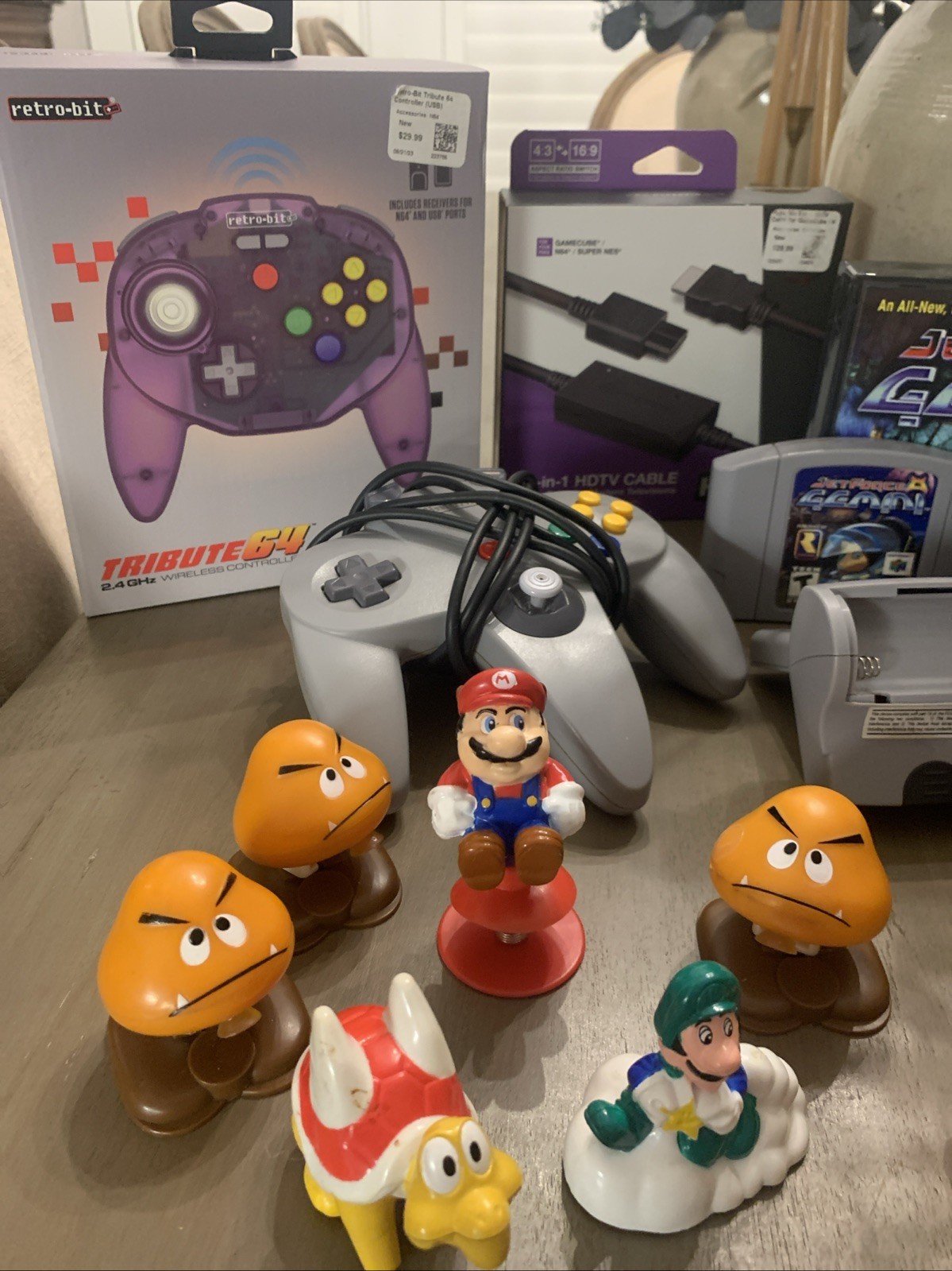 Nintendo 64 Console 8 Game Lot Original And Modern Controller / Cables