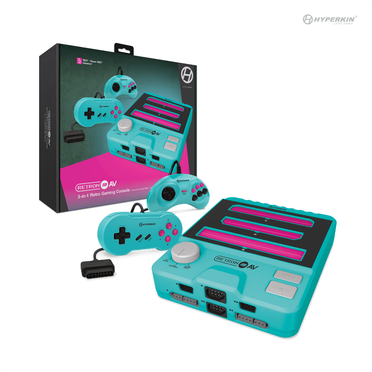 Blue Retron 3 N3 AV Version Game System work for Sega Genesis, NES, SNES Games