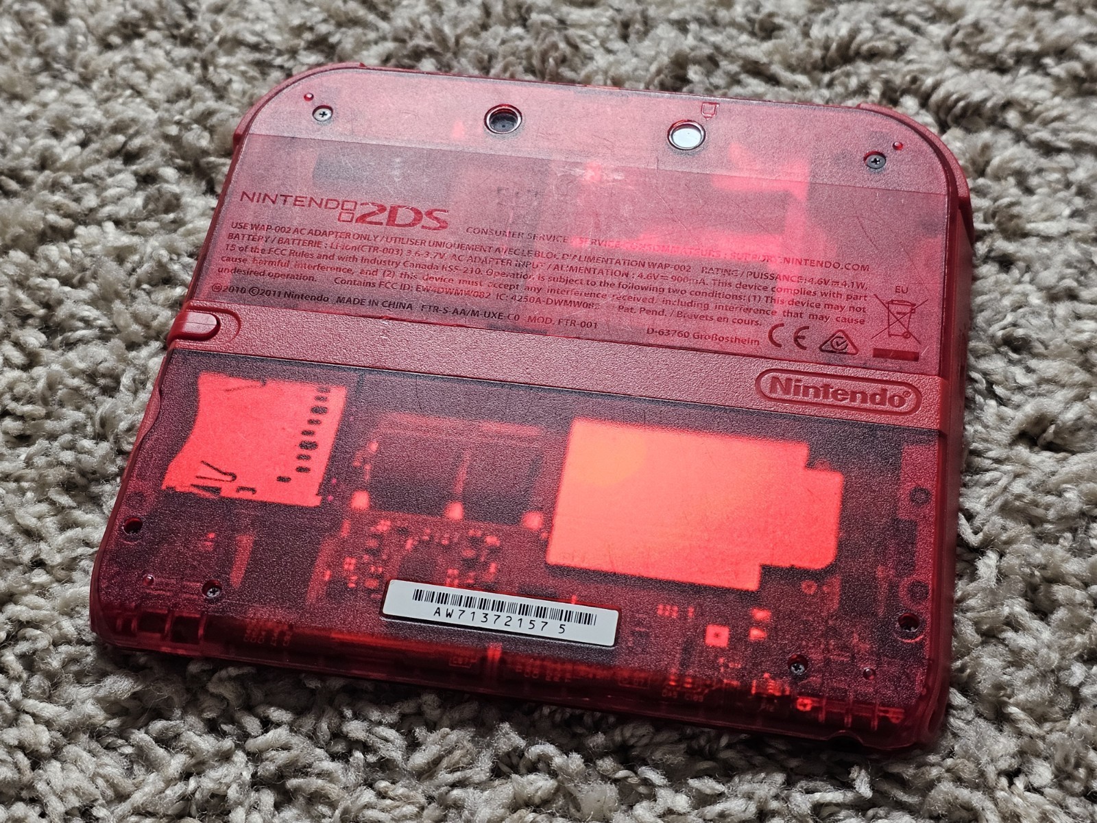 128GB Pokemon Omega Ruby Nintendo 2DS Clear Red Console Transparent Limited 3DS