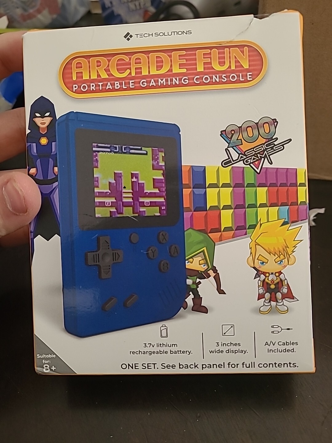 Merkury Innovations Fantastic Arcade Fun Portable Gaming Console 200 Games Blue