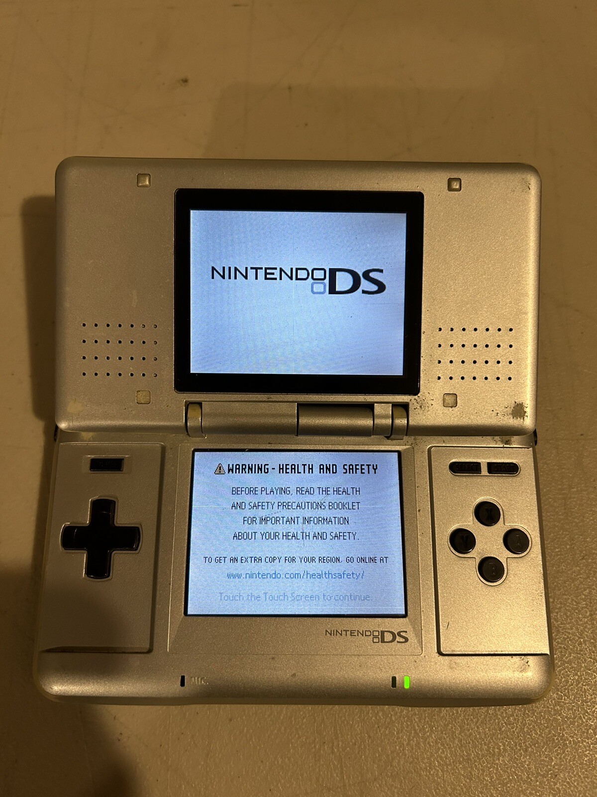 Nintendo DS Silver Titanium Game Console No Stylus No Charger Tested Working