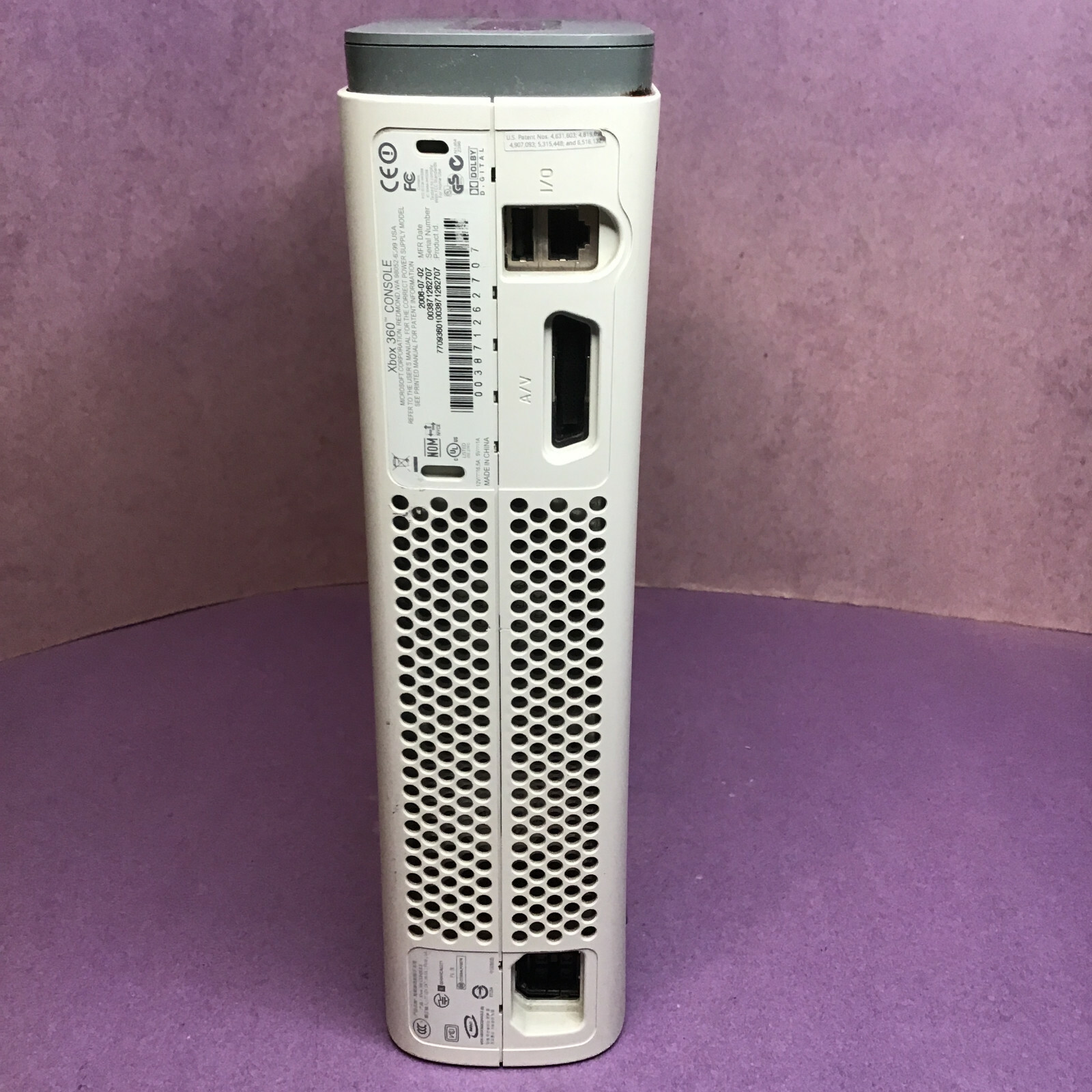 Microsoft Xbox 360 Core White Console 20 GB With 203W Power Cable Tested