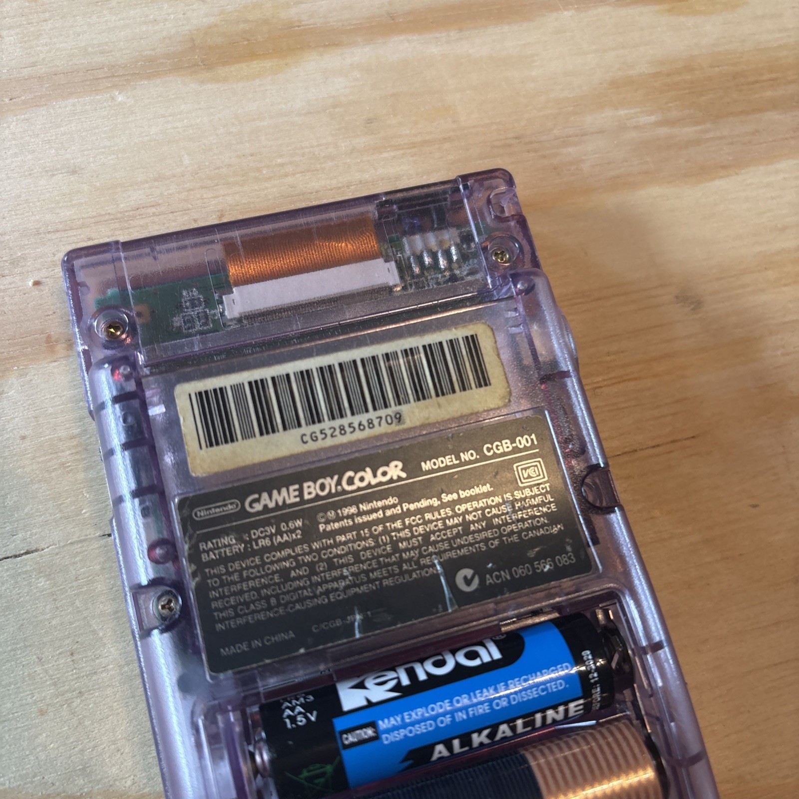 Nintendo Game Boy Color Purple Clear WORKING (no Battery Cover) Excellent Cond.
