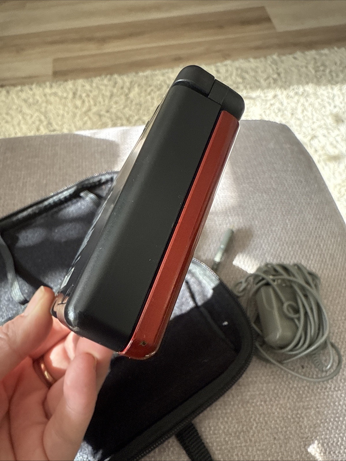 Nintendo DS Lite Model USG-001 Red Handheld Game Console Bundle w/ Charger