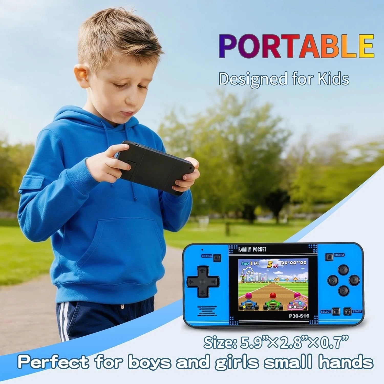 Interactive Portable Game Player for Kids – 220 Retro Titles & Ergonomic Fit