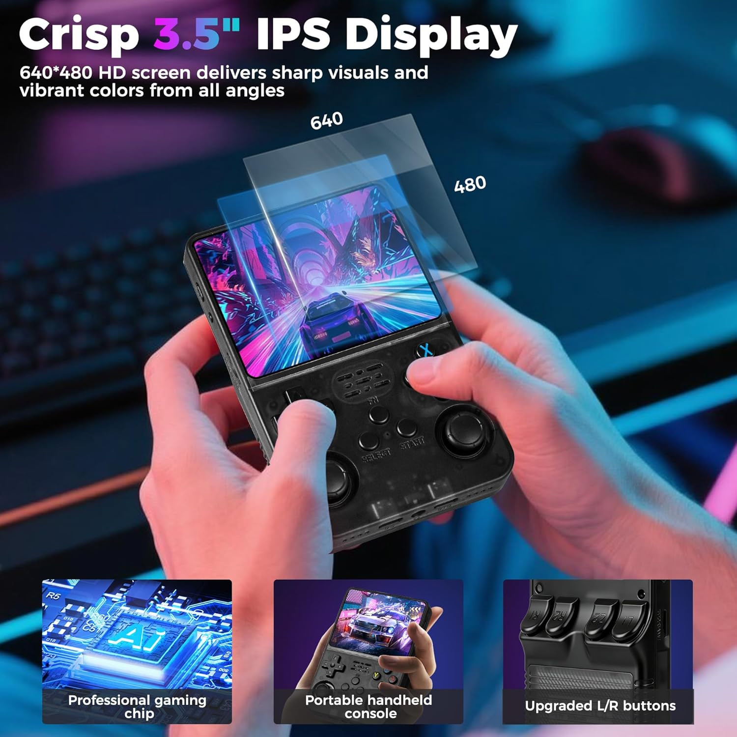 R36S Retro Game Console, Handheld Game Console with 3.5-In IPS HD Screen，Video G