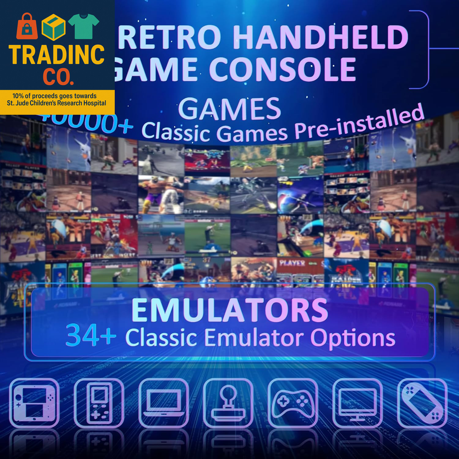 H5 Retro Gaming Console, 5.0 Inch IPS HD Screen Handheld Game Console, 256GB TF