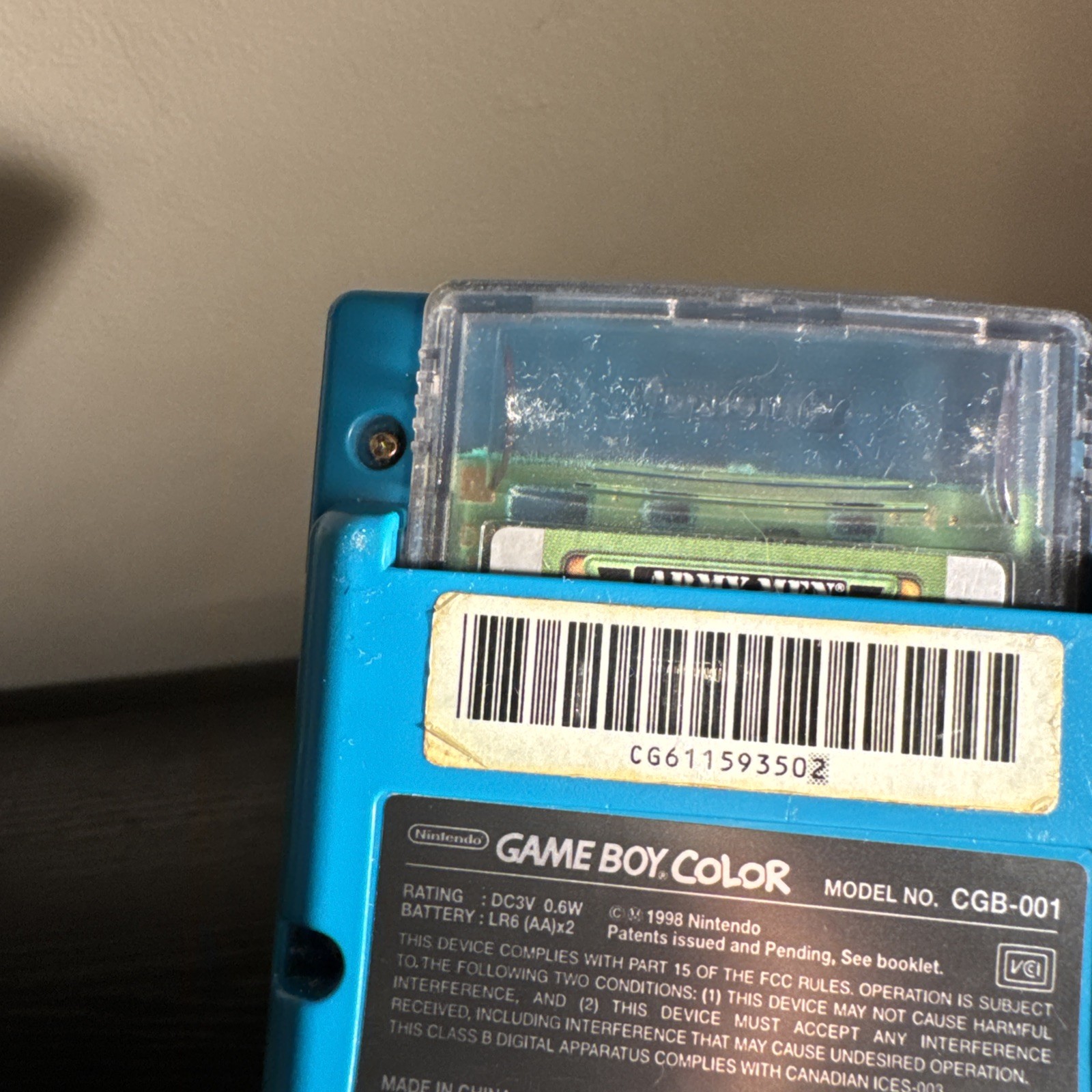 Nintendo Gameboy Color Teal Handheld Console And Game