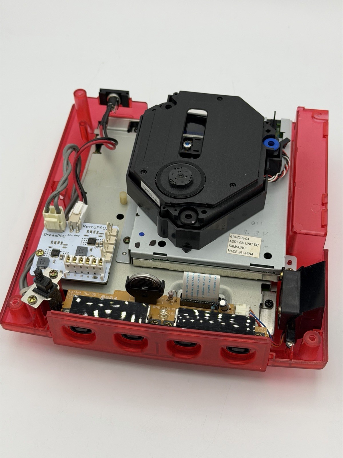Sega Dreamcast Transparent Red Region Free Console Set W/ Controller DREAMPSU
