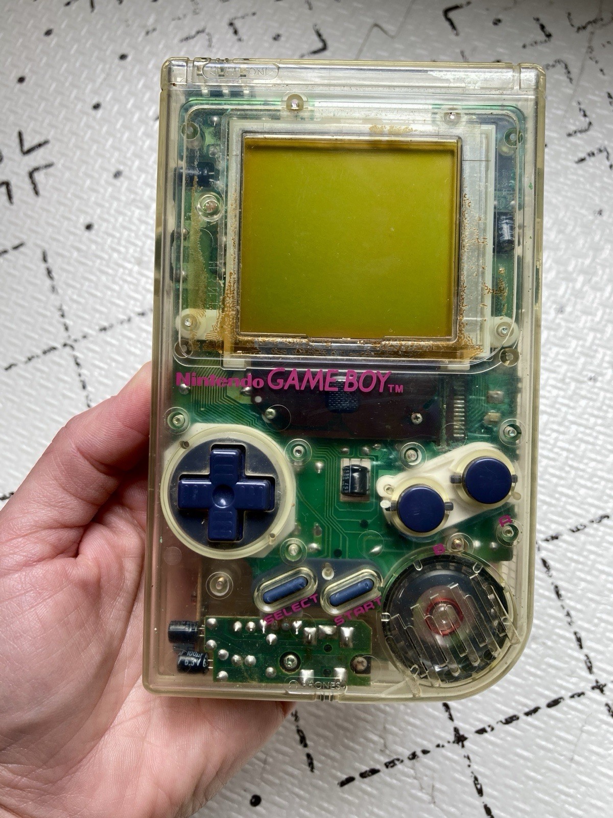 1989 ORIGINAL Nintendo Gameboy CLEAR Play It Loud W/ Matching Orginal Case