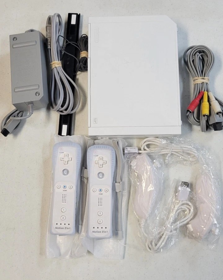 Nintendo Wii Console- Gamecube Compatible- 2 Motion Plus Contrs- 1 Year Warranty