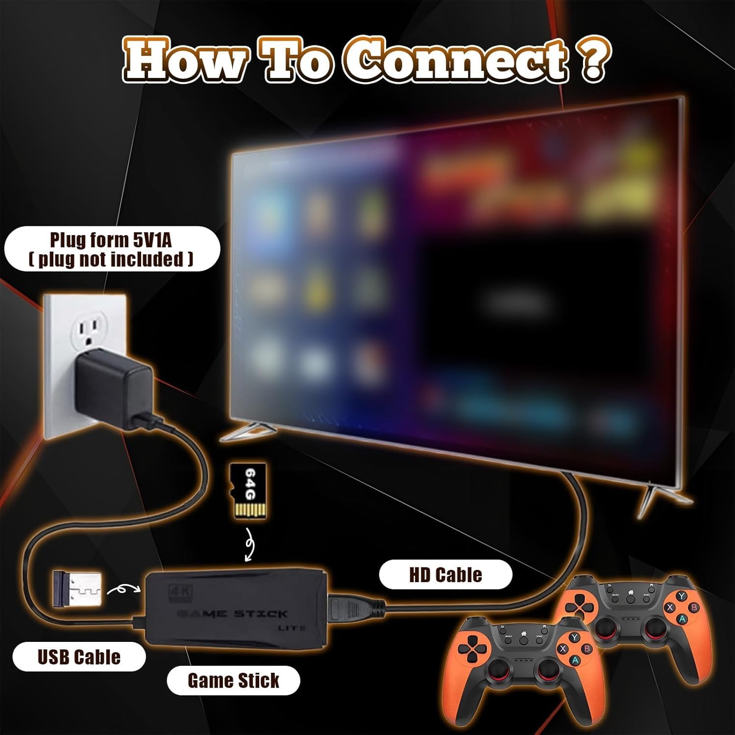 M9 Retro Game Stick, Retro Video Game Console 64GB with Built in 20000+ Retro