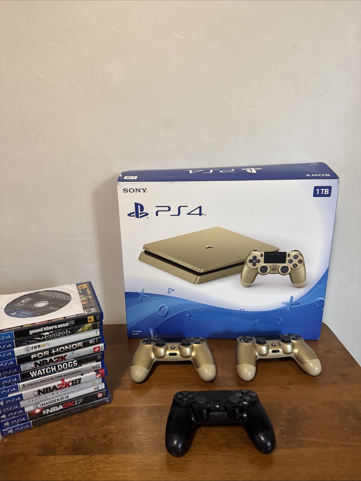 Sony PlayStation 4 Slim Limited Edition 1TB Console -Gold Complete In Box Bundle