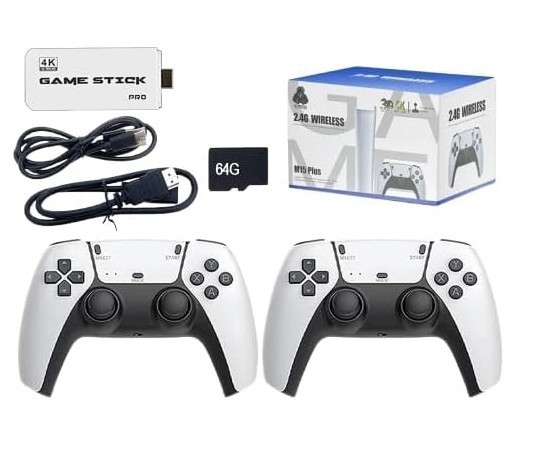 M15 4K Retro TV Game Stick – 64GB, Wireless Gamepads