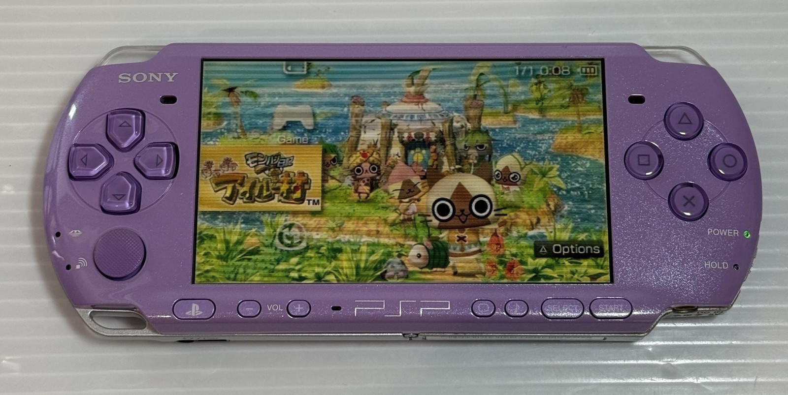 Sony PSP-3000 Console Violet Monster Hunter Limited Airou Village Box w/8GB-Mint