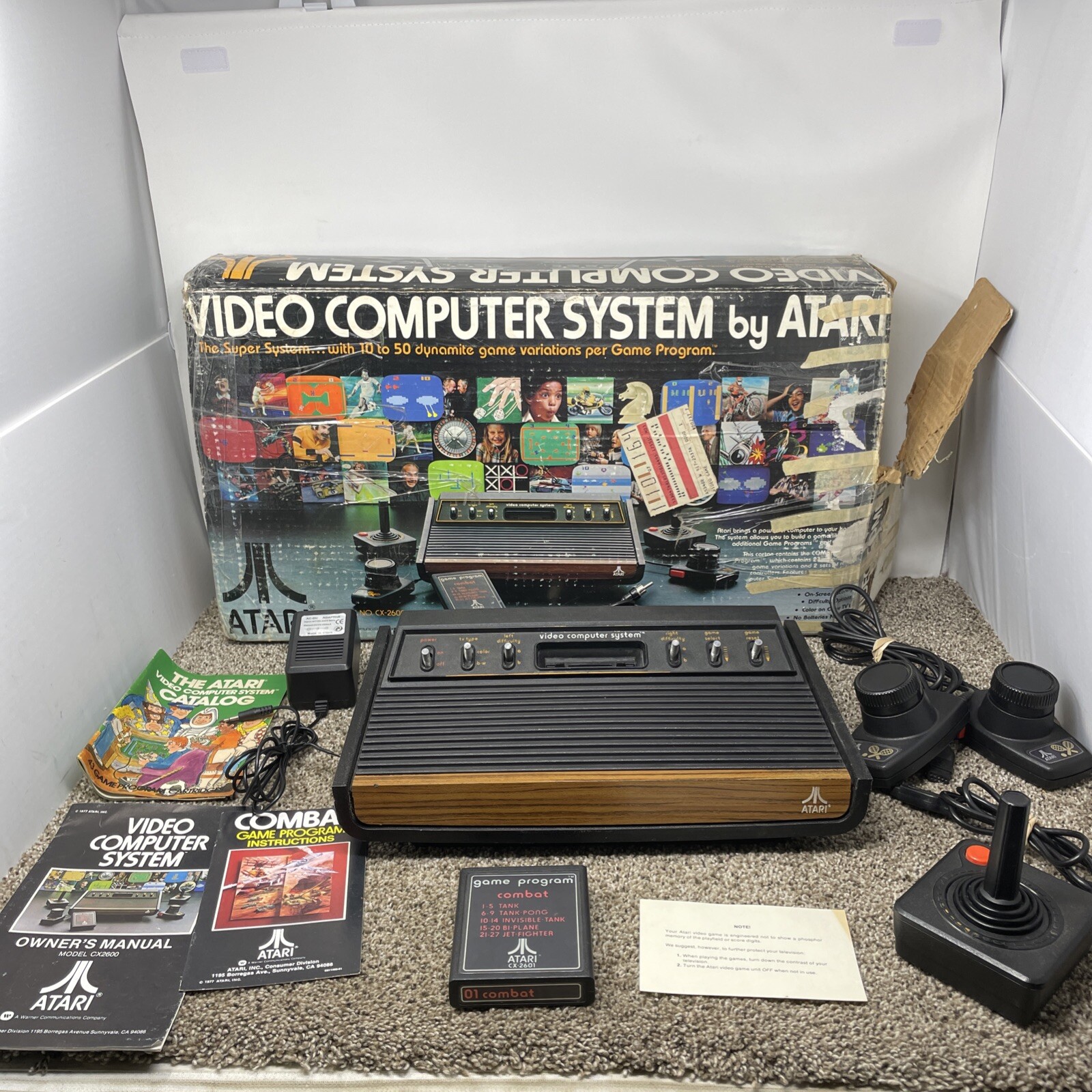 Atari 2600 Heavy Sixer Console In Box Chess Piece Box Tested Works READ