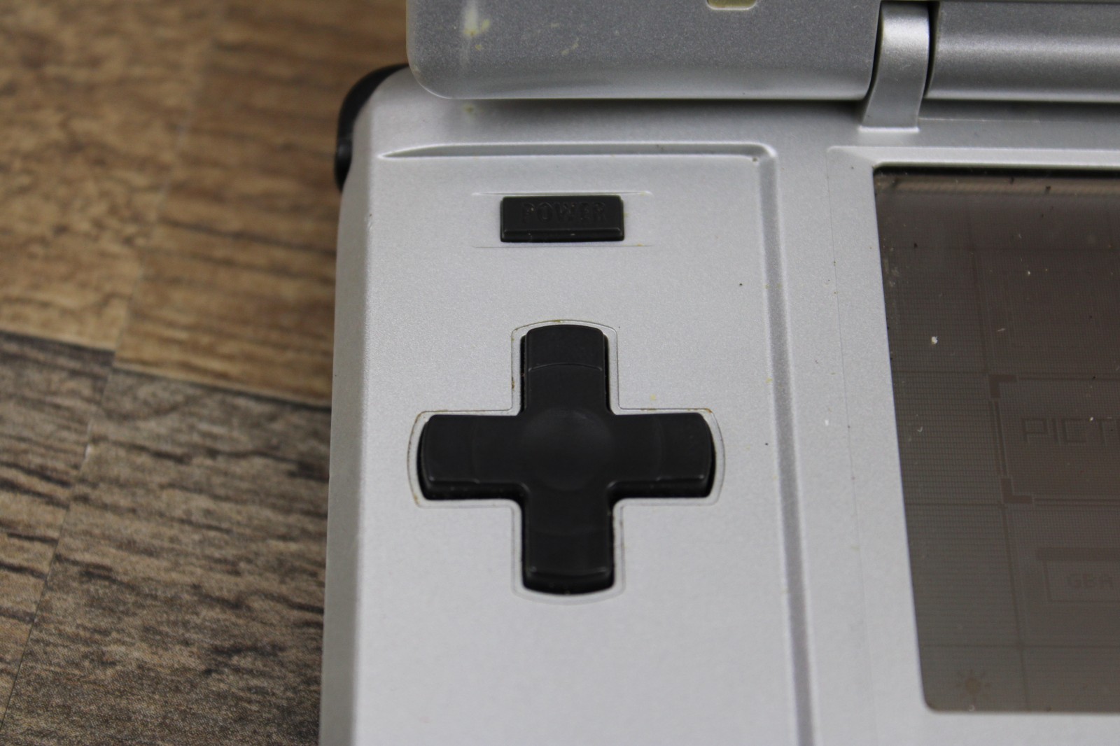 Nintendo DS NTR-001 Console Titanium Silver Tested Works Broken Hinge, Lines