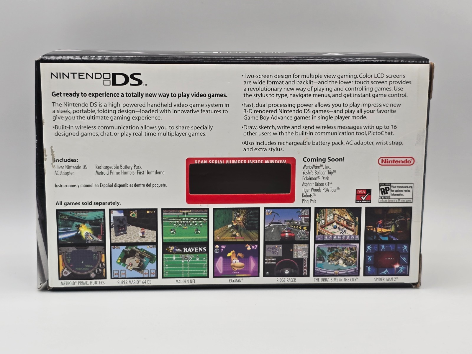 Nintendo DS Handheld Console NTR-001 Silver Metroid Prime Hunters Included CIB