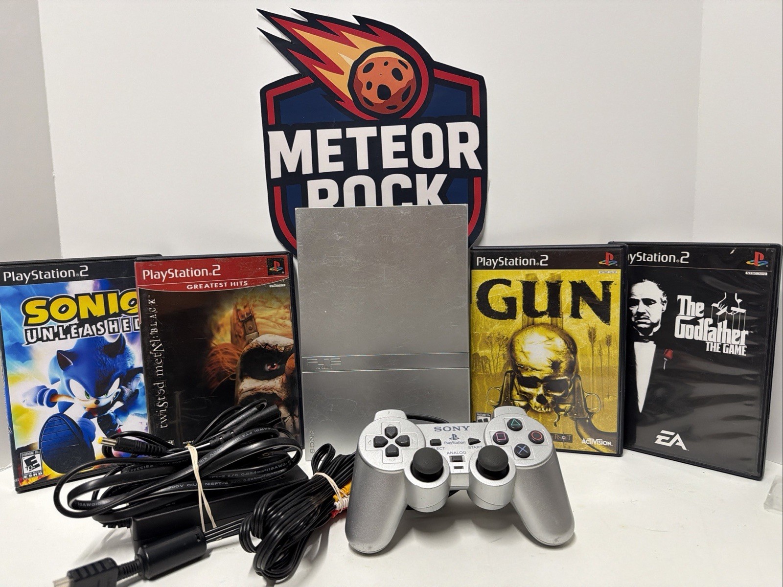 Sony PlayStation 2 Slim SILVER Console Bundle SCPH-77001 Tested – Ships Today.