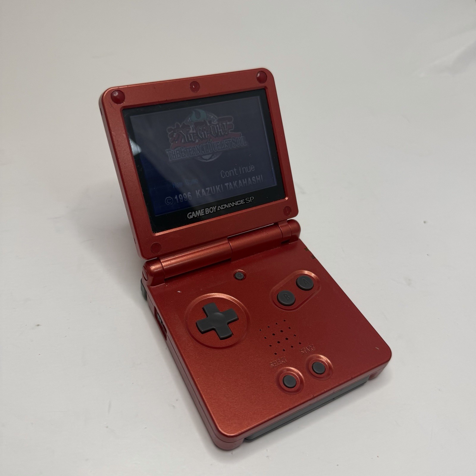 Nintendo Game Boy Advance SP Handheld Video Game Console Flame Red With Yu-gi-oh