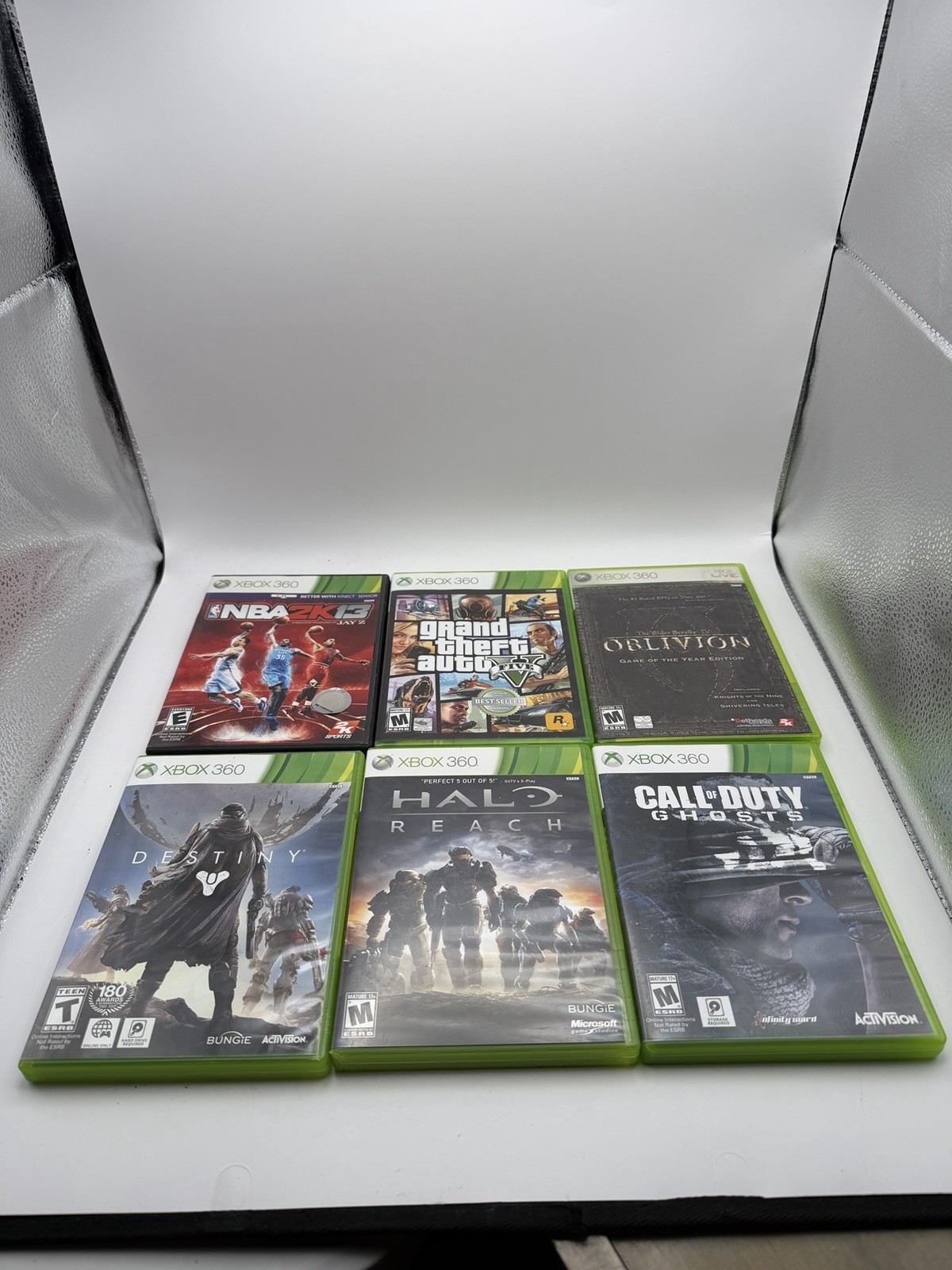 Microsoft Xbox 360 E 4GB Black Console Bundle w/ 2 Controllers, 6 Games Tested!