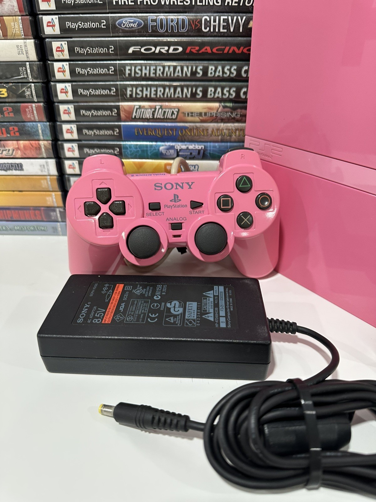 Sony PlayStation 2 Pink Slim OEM Bundle– Clean, Tested, Ready to Play + 2 Games