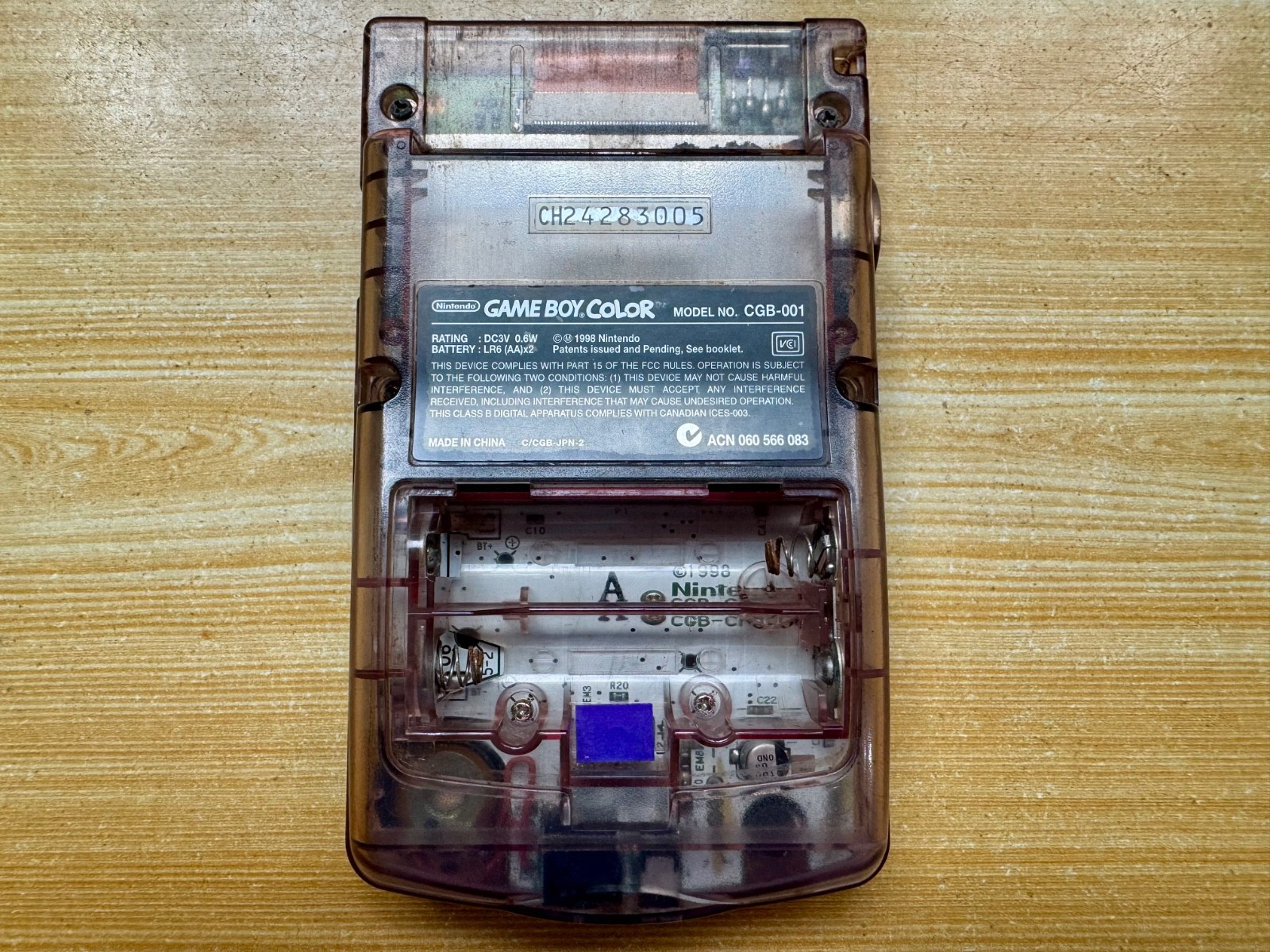 Nintendo Gameboy Color CGB-001 Atomic Transparent Purple Handheld System Console