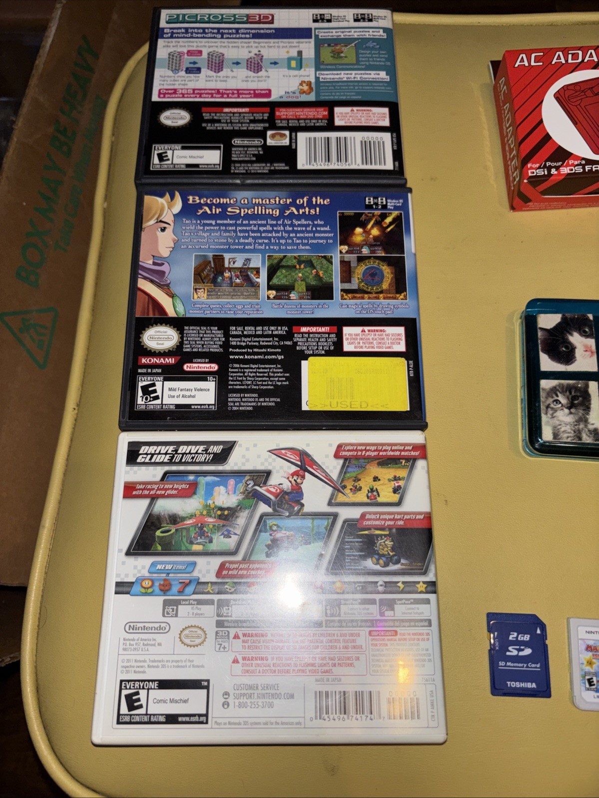 Nintendo 3DS Aqua Blue Console Bundle Mario Kart 7 Tao Charger Stylus Tested USA