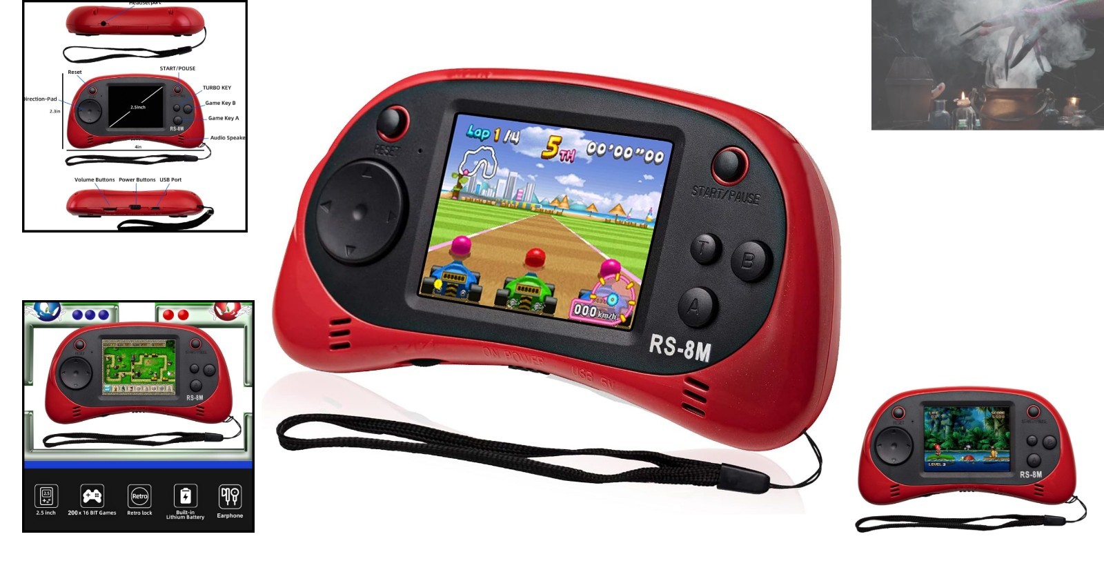 16 Bit Handheld Game Player – Lightweight, Rechargeable & Includes Accessories